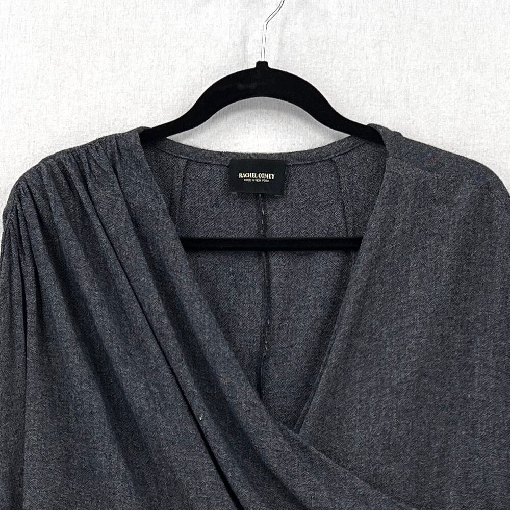 RACHEL COMEY Frances Top Womens 2 Navy Clarion Textured Wrap Long Sleeve Blouse - Picture 6 of 16